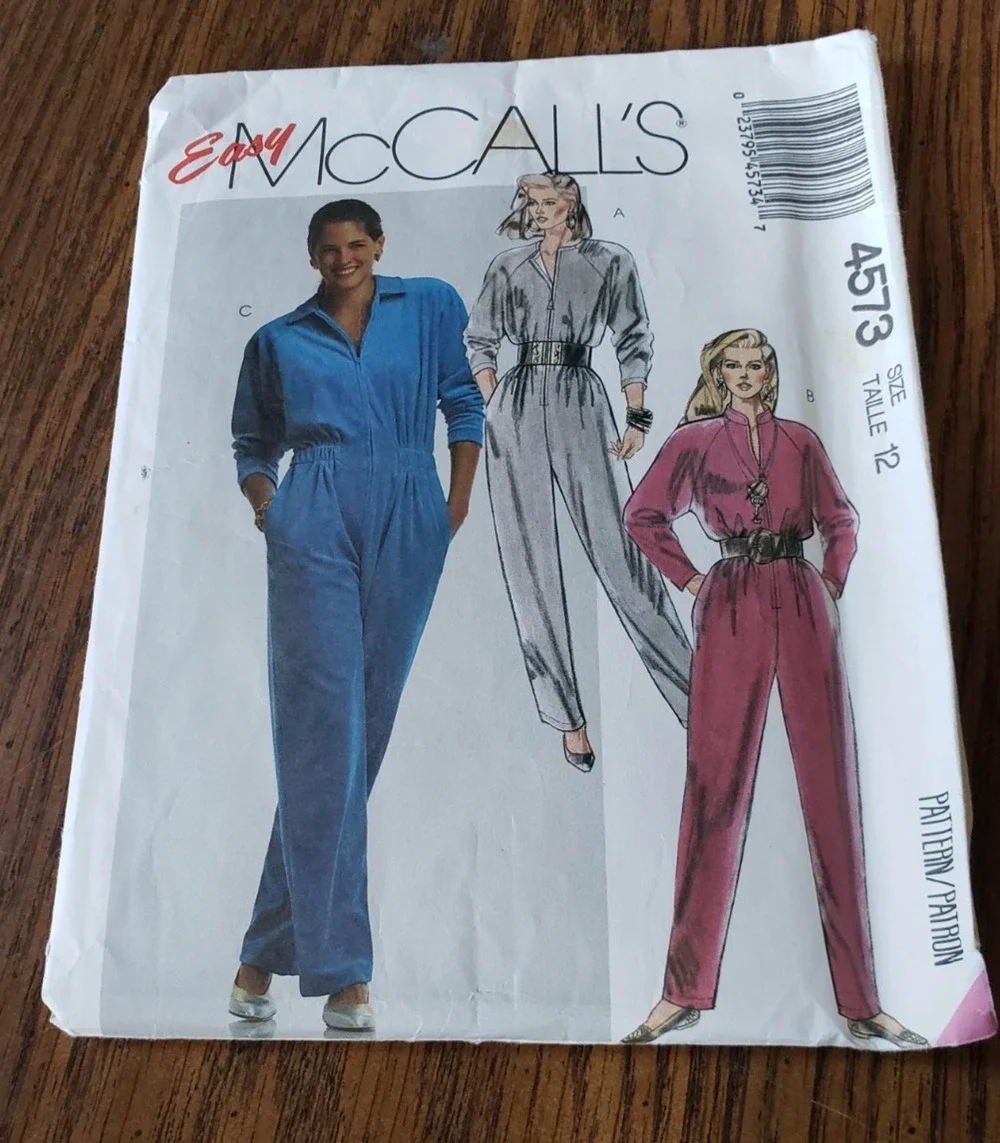 Easy McCall’s Sewing Pattern 4573 Misses Size 12 Jumpsuit Vintage